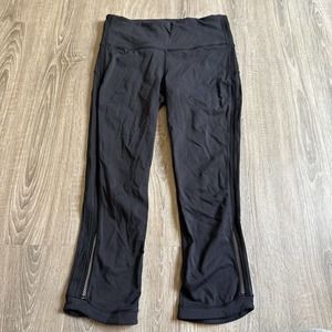 Lululemon Hit It 21’‎ Crop Black Wm 6 Mesh Calf Reflective Stripe Wicking